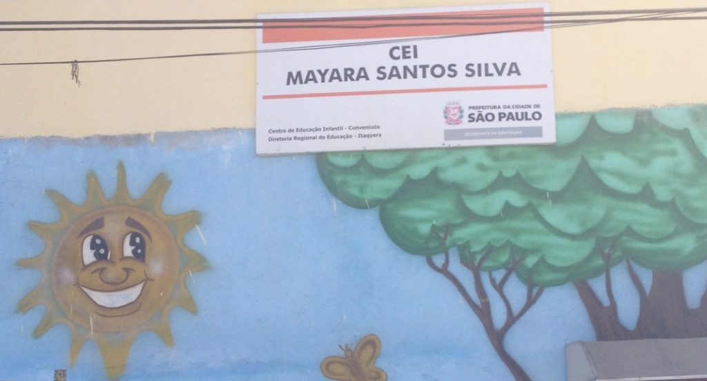 Fachada da CEI Mayara Santos, no Jd. Nossa senhora do Carmo, que atende hoje mais de 200 crianças.