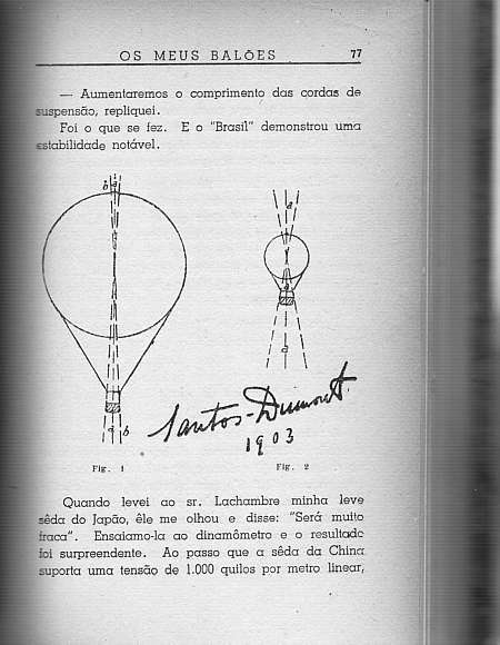 Página do livro Os meus balões, tradução do original Dans L'Air, de Santos Dumont