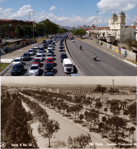 Avenida Tiradentes. Antes e depois. 